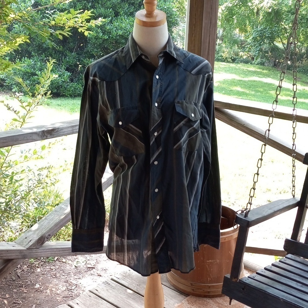 Vintage men's pearl snap western 🤠 cowboy shirt button down casual